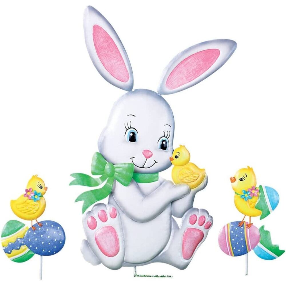 New Collections Etc Easter Bunny and Friends Garden Stake Set